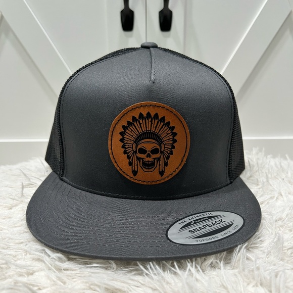 Flat bill SnapBack hat Aztec skull - Picture 2 of 2